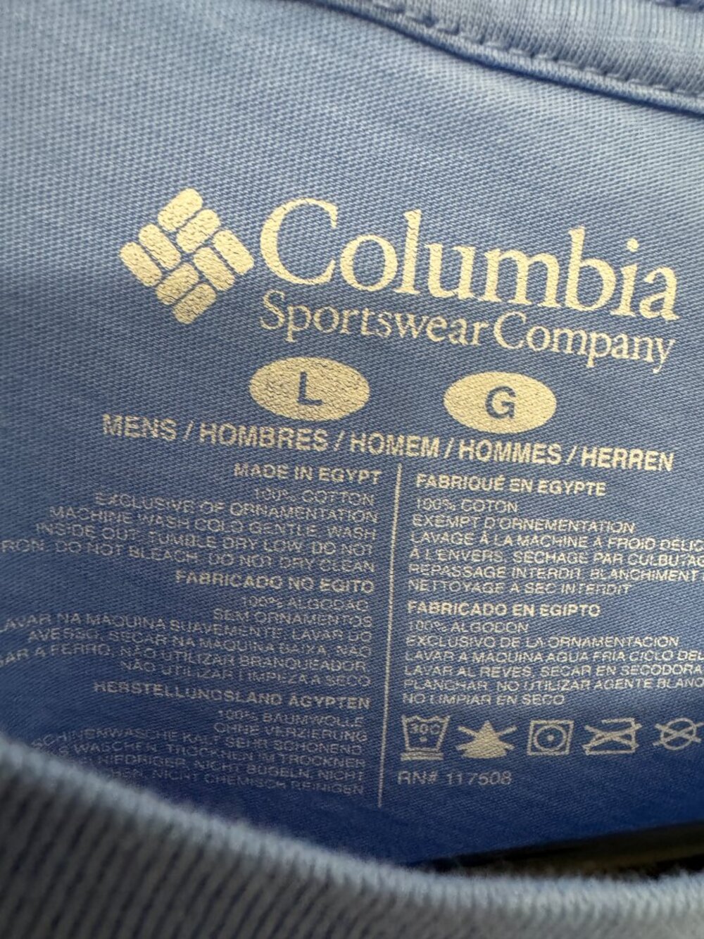 Columbia Sportswear T Shirt Mens Size Large Short Sleeve Tee Crew Neck Blue - Picture 3 of 4